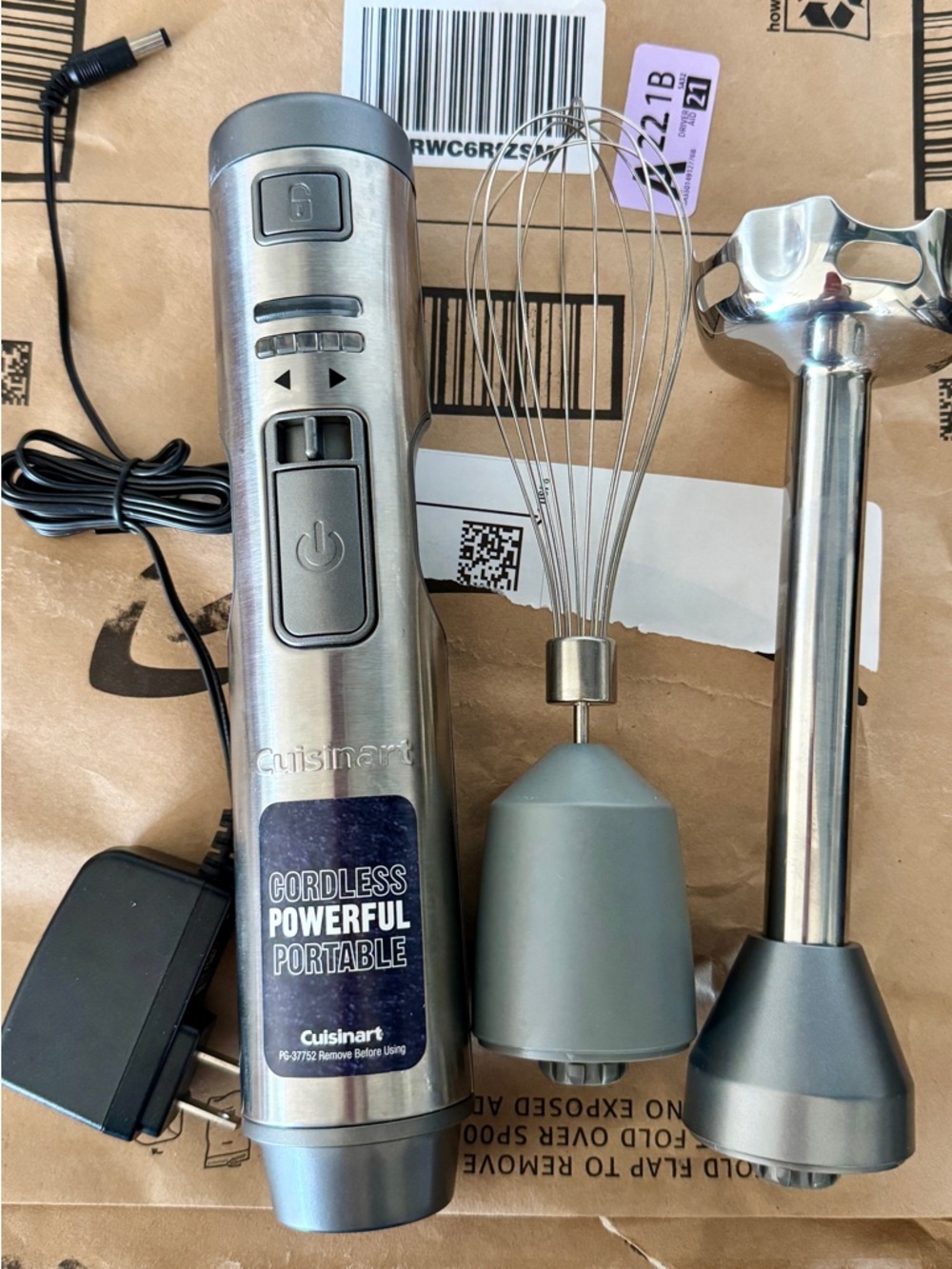 Cuisinart Stainless Steel Cordless Hand Blender with Gray Accents